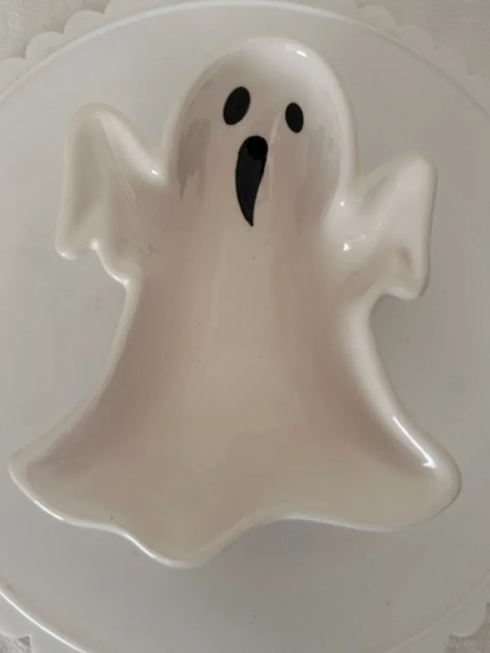 Ceramic White Ghost Halloween Candy Dish Bowl UNUSED
